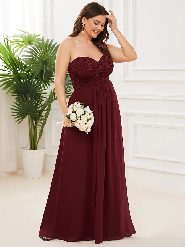 Traditional Gown Plus Size One Shoulder Long Chiffon Bridesmaid Dress