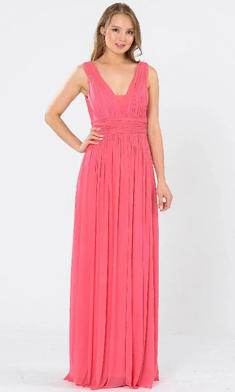 High-Fashion Wedding Gown Poly USA 8408 - V-Neck And V-Back Ruched Formal Dress