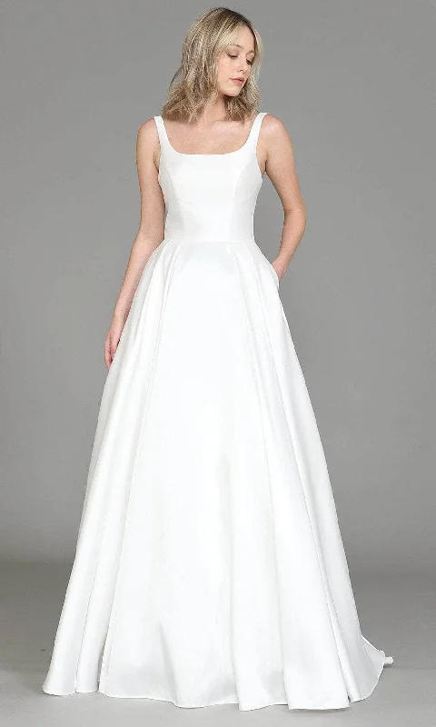 Silver Embellished Gown Poly USA 8528 - Square Neckline A-Line Bridal Gown