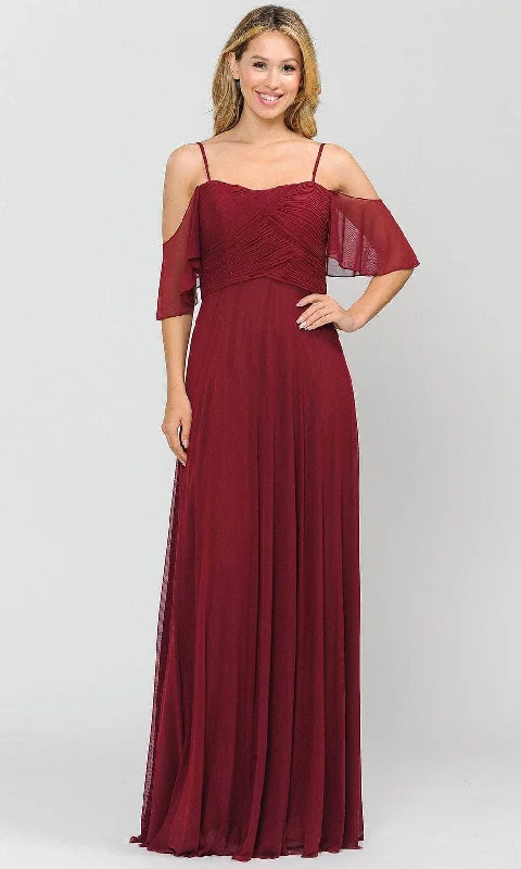 Sheath Wedding Gown Poly USA 8552 - Flutter Sleeves Flowy Formal Dress