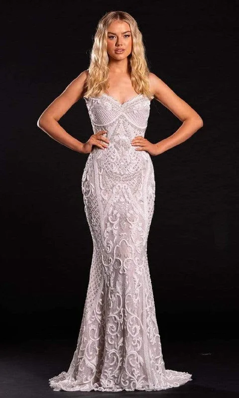 Portia and Scarlett - PS21502C Embellished V Neck Trumpet Dress