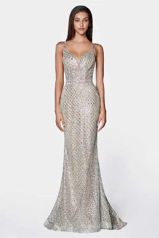 Floral Gown Cinderella Divine U102 Prom Long Glitter Dress