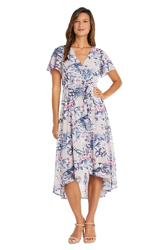 Empire Line Gown R&M Richards 9400 High Low Floral Print Dress