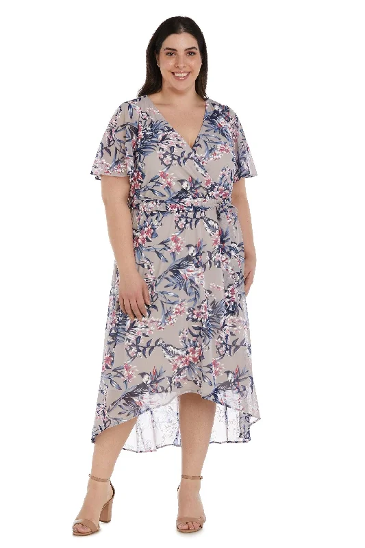 Chic Minimalist Dress R&M Richards 9400W High Low Plus Size Floral Dress