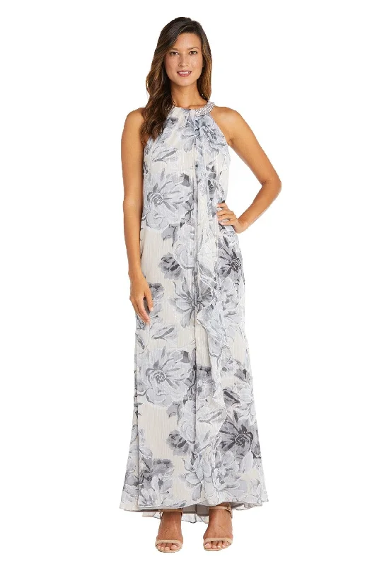 Sparkly Gown R&M Richards 9305 Long Formal Floral Chiffon Dress