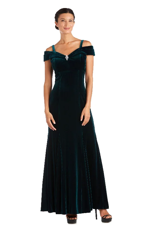 Tailored Wedding Dress R&M Richards 2509 Long Formal Off Shoulder Velvet Dress