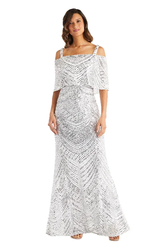 Off-White Dress R&M Richards 7146 Long Mother Of Bride Caplet Dress
