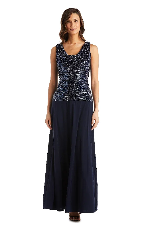 Floral Appliqué Gown R&M Richards 3659 Long Mother Of Bride Metallic Gown
