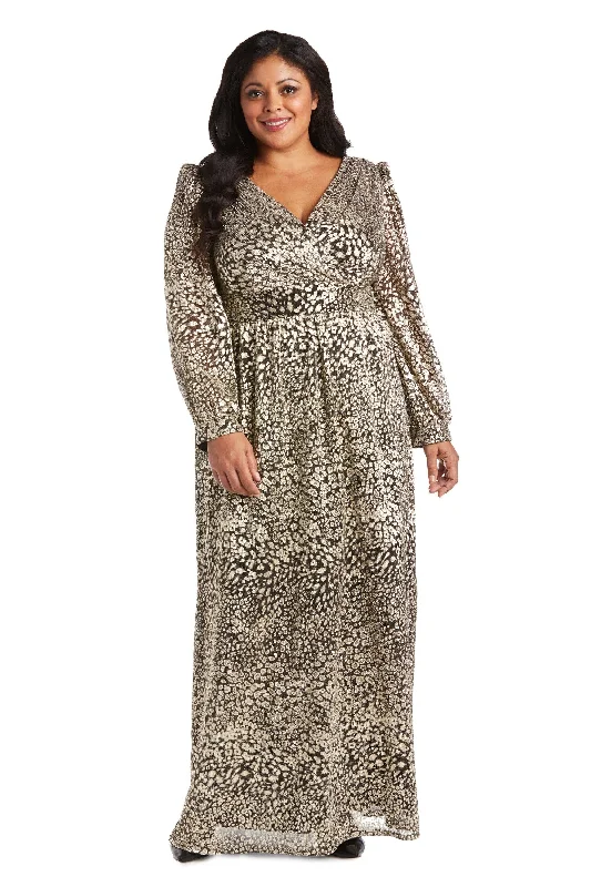 Elegant Dress R&M Richards 2462W Long Plus Size Metallic Dress