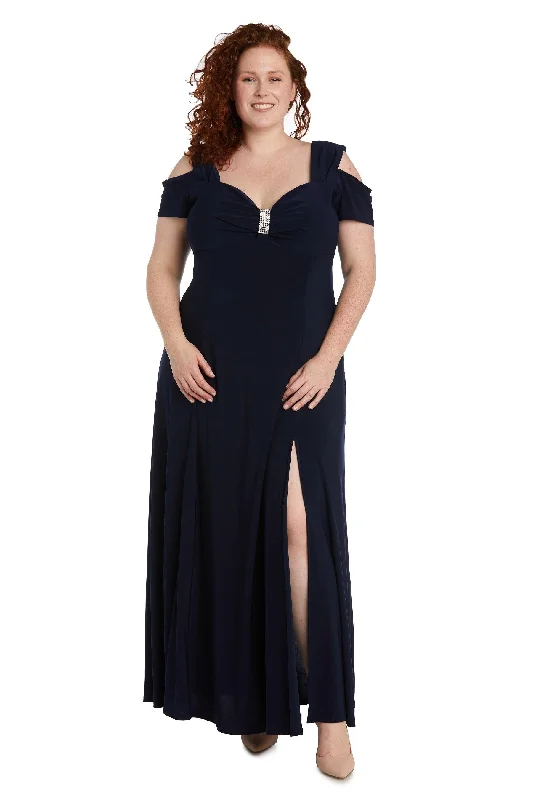 Satin Dress R&M Richards 1367W Long Plus Size Formal Evening Dress