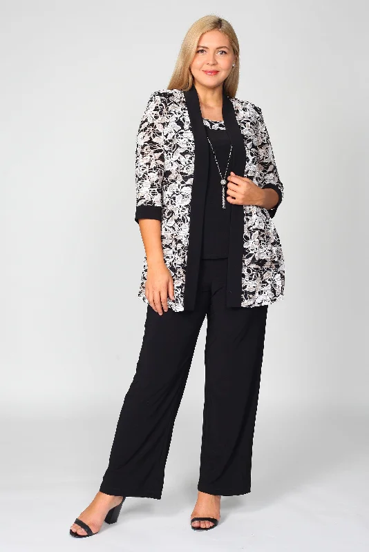 Ornate Lace Dress R&M Richards 5552 Long Floral Pant Set