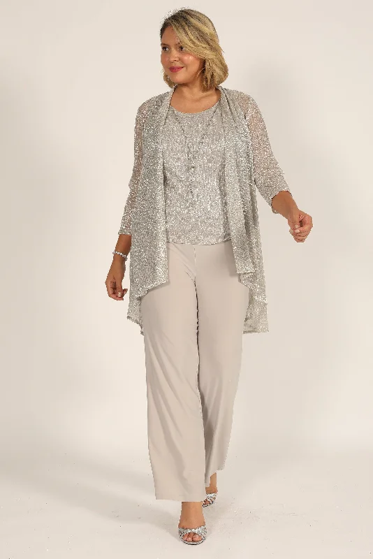 Feathered Gown R&M Richards 7162W Mother Of The Bride Plus Size Pant Set