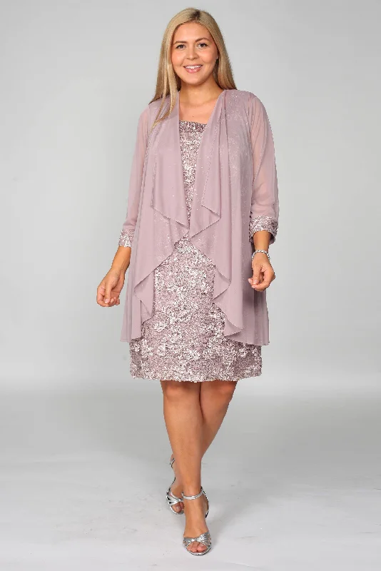 Tea-Length Dress R&M Richards 7078W Mother Of The Bride Plus Size Short Dress