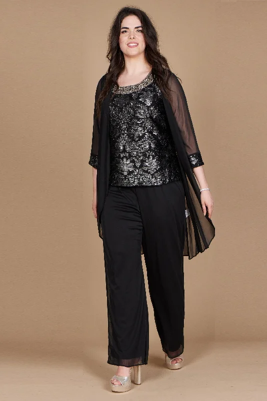 Unique Silhouette Gown R&M Richards 7676W Plus Size Formal Duster Pant Set