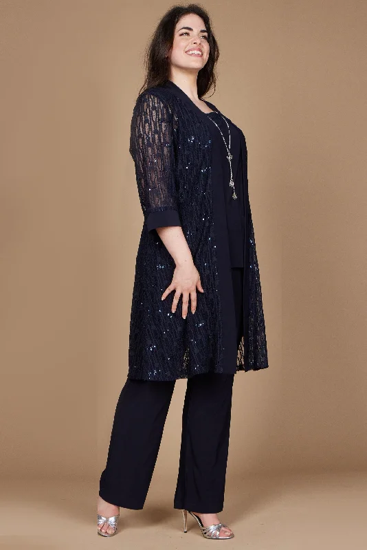 Ruffled Ball Gown R&M Richards 7914W Plus Size Formal Pant Suit