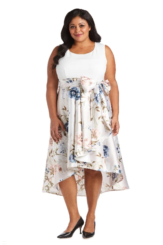 Romantic Lace Dress R&M Richards 7082W Plus Size High Low Floral Dress