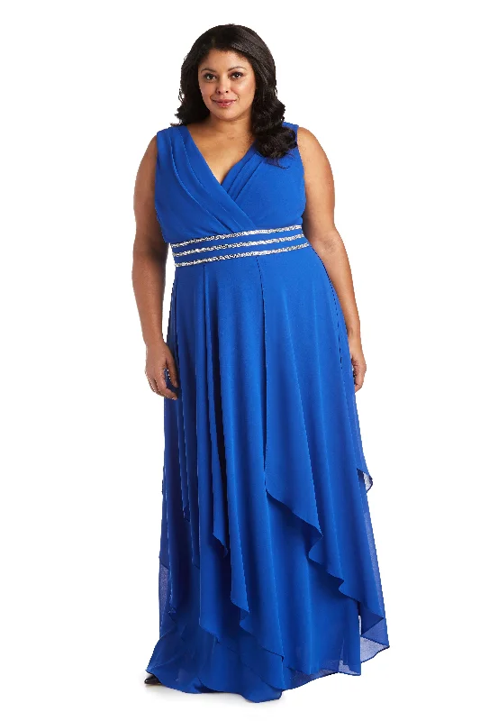 Elegant Dress R&M Richards 7126W Plus Size Matte Chiffon Long Gown