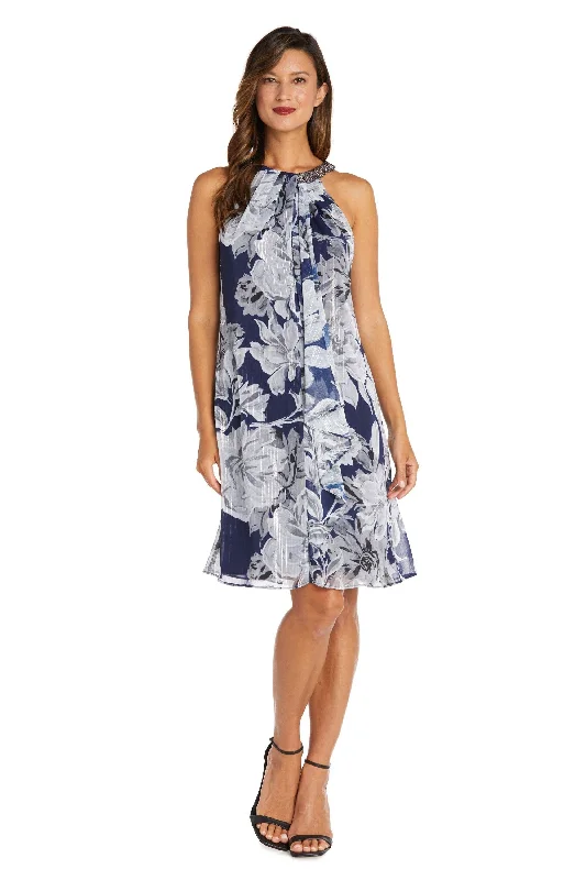 Sleeveless Dress R&M Richards 9359 Short Cocktail Chiffon Dress
