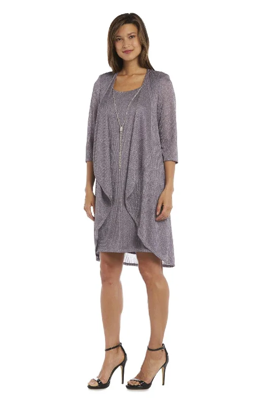 Short Sleeve Dress R&M Richards 1647 Short Metallic Sleeveless Dress