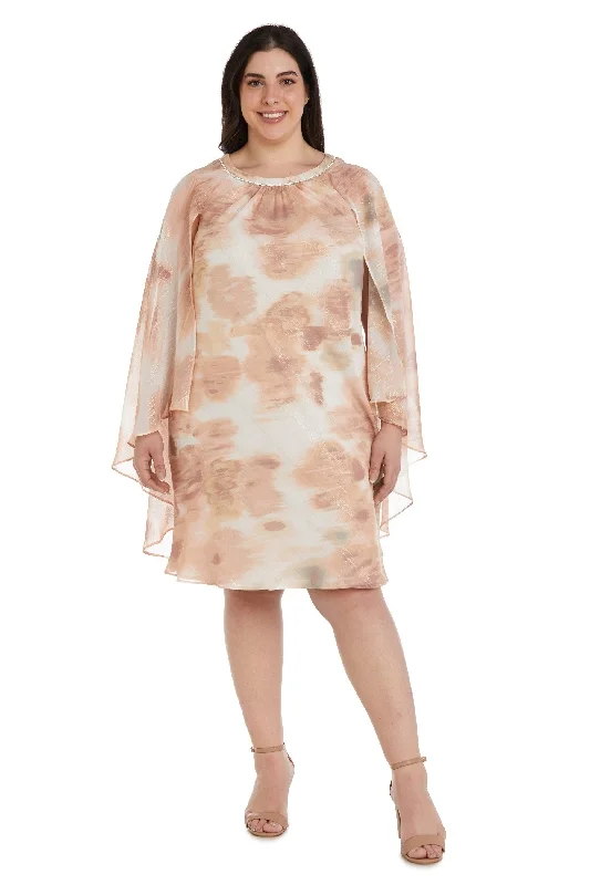 Handcrafted Wedding Gown R&M Richards 9276W Short Plus Size Cape Dress