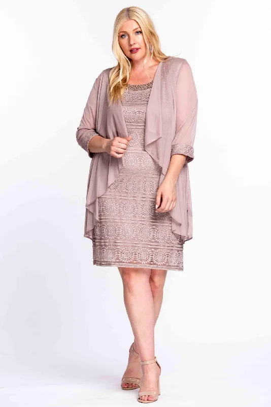 Ruched Bodice Dress R&M Richards 5558W Short Plus Size Jacker Dress Sale