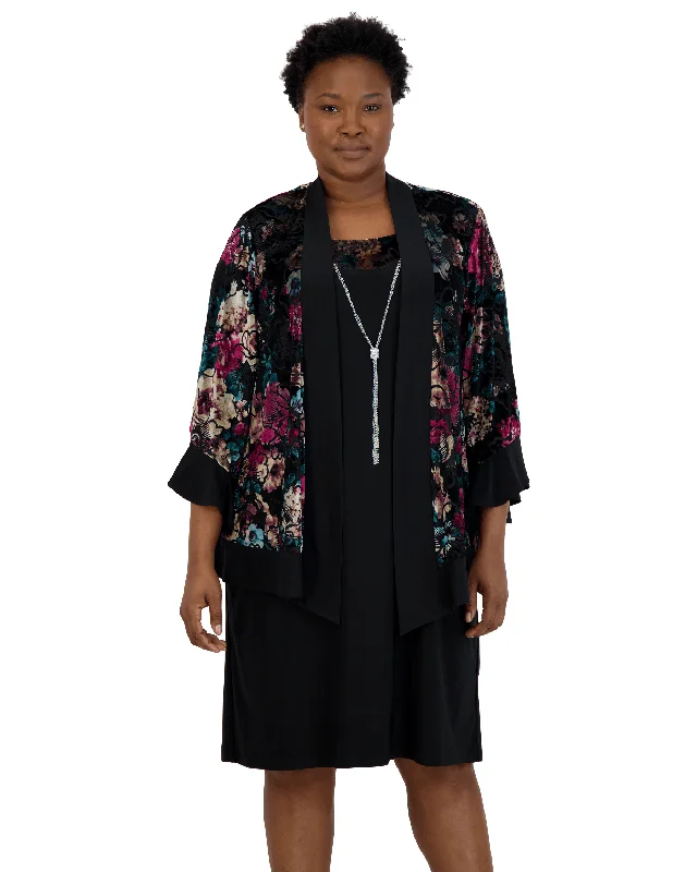 Dramatic Train Gown R&M Richards 7584W Short Plus Size Jacket Dress
