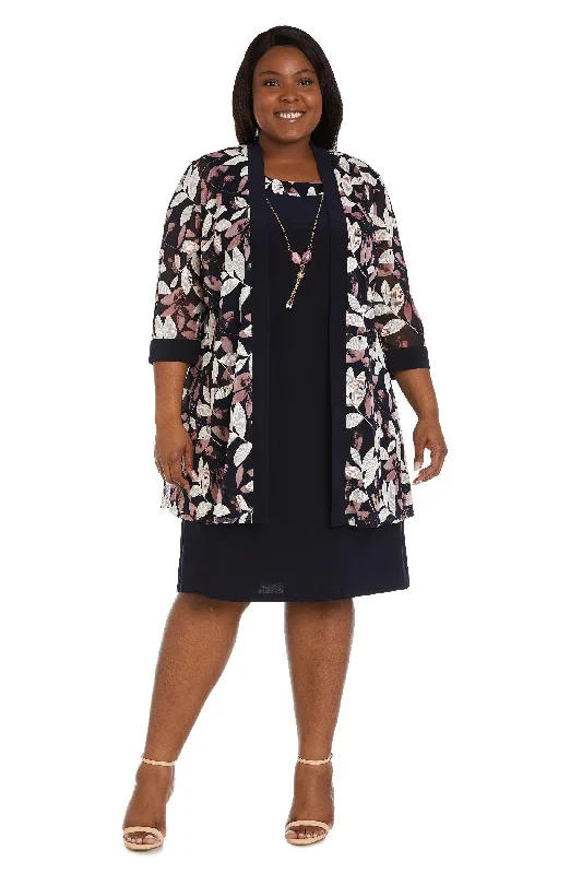 Floral Appliqué Gown R&M Richards 9636W Short Plus Size Jacket Dress
