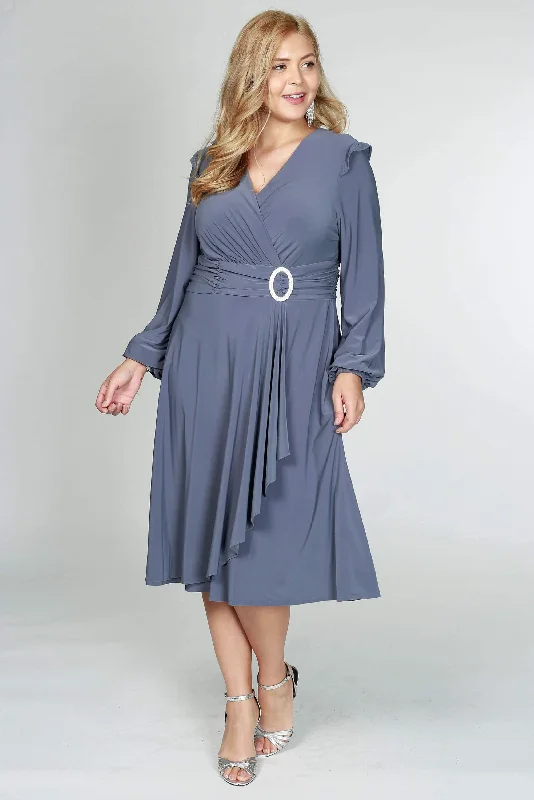 Hand-Stitched Lace Dress R&M Richards 5729W Short Plus Size Cocktail Dress