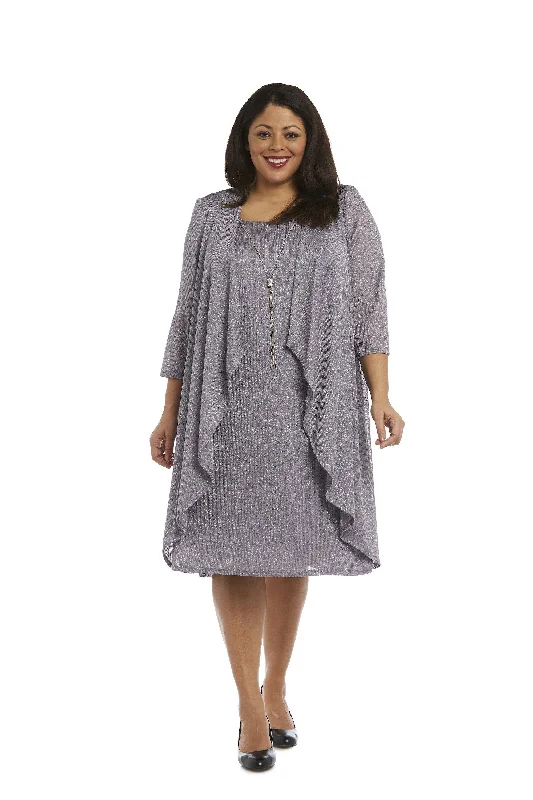 Vintage Gown R&M Richards 1647W Short Plus Size Metallic Dress