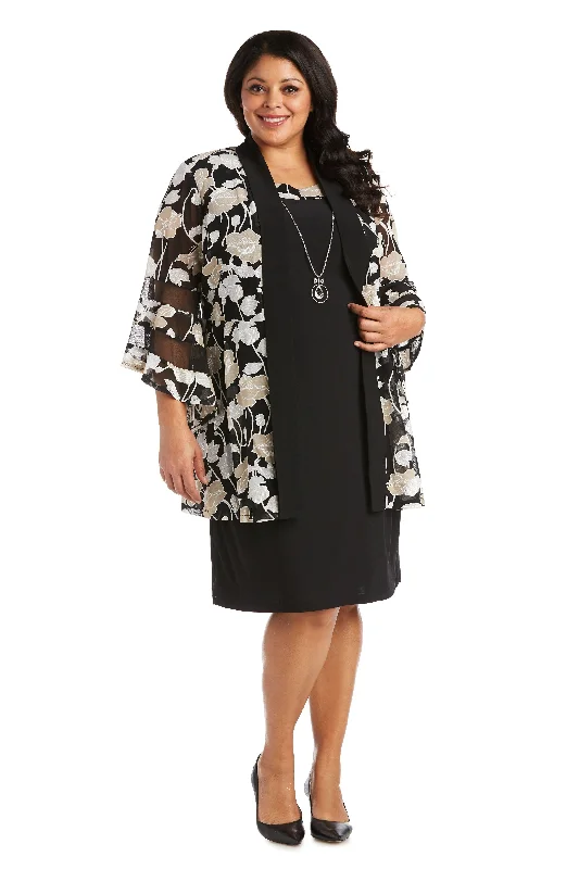 Strapless Dress R&M Richards 7509W Short Plus Size Print Jacket Dress