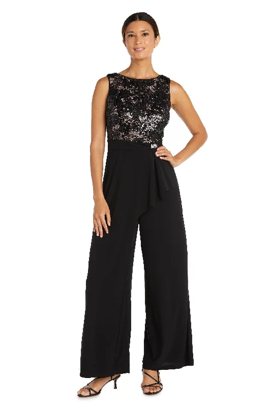 Short Sleeve Dress R&M Richards 9054 Sleeveless Formal Lace Jumpsuit