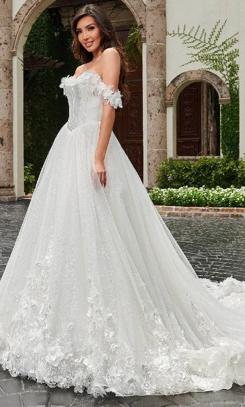 Ethereal Dress Rachel Allan Bridal RB5015 - Off Shoulder Corseted Bridal Gown