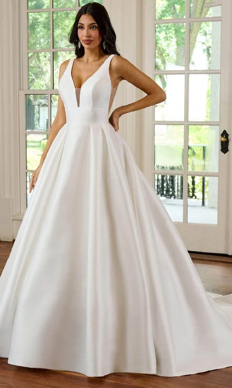 Beautiful Wedding Gown Rachel Allan RB2177 - Plunging V-Neck Pleated Bridal Gown