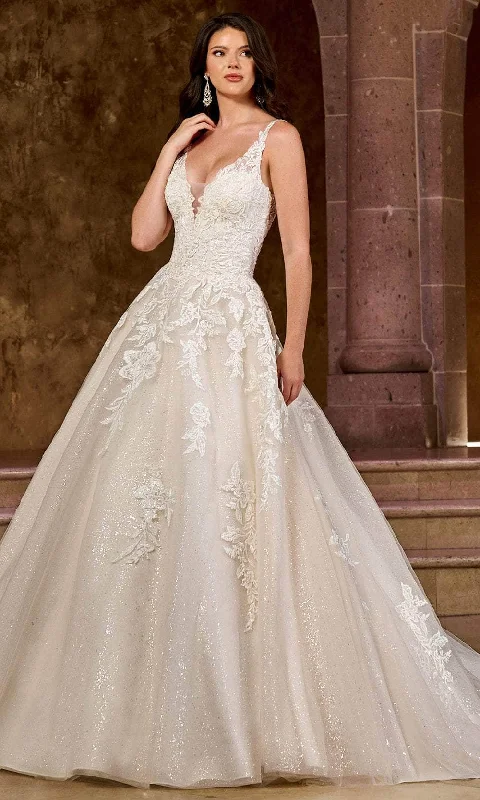 Elegant Dress Rachel Allan RB5037 - Lace Appliqued A-Line Bridal Gown