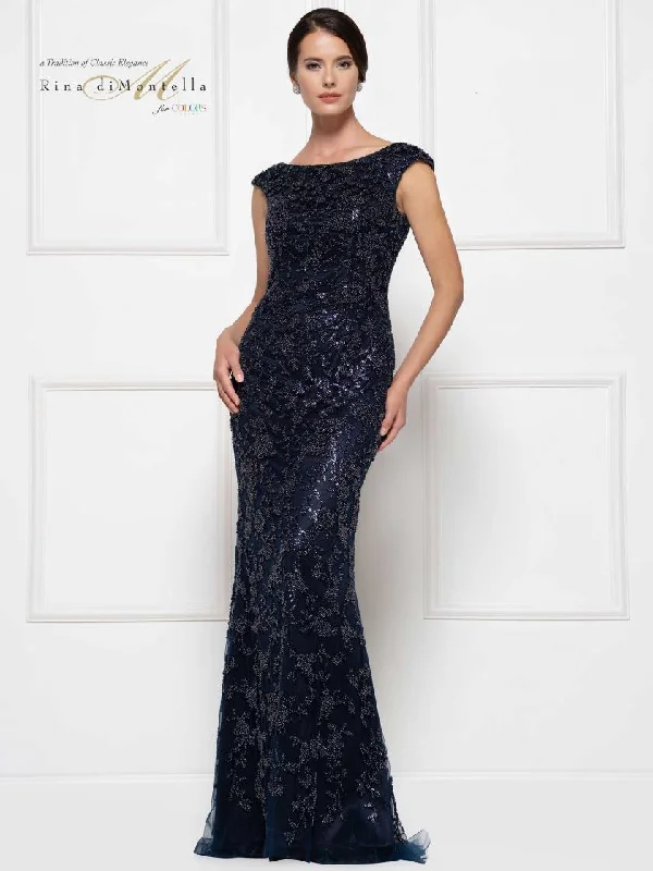 Chic Wedding Gown Rina di Montella Cap Sleeve Long Formal Dress 2698