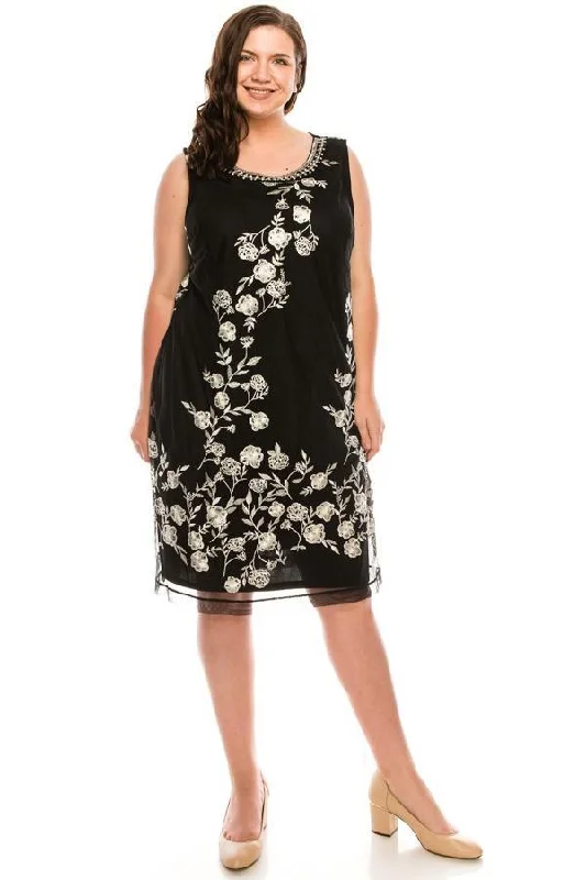 Shimmering Dress SD Collection Short Floral Beaded Dress