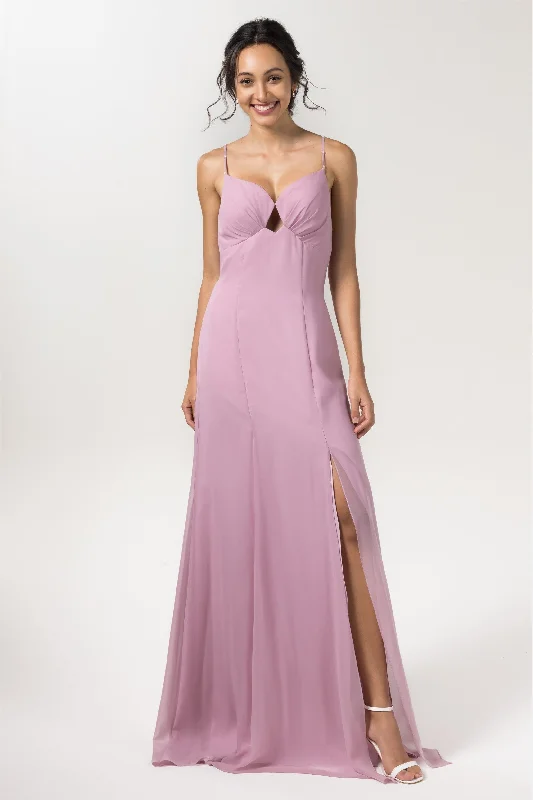 Lace Dress Sheath-Column Floor Length Chiffon Bridesmaid Dress CB0556