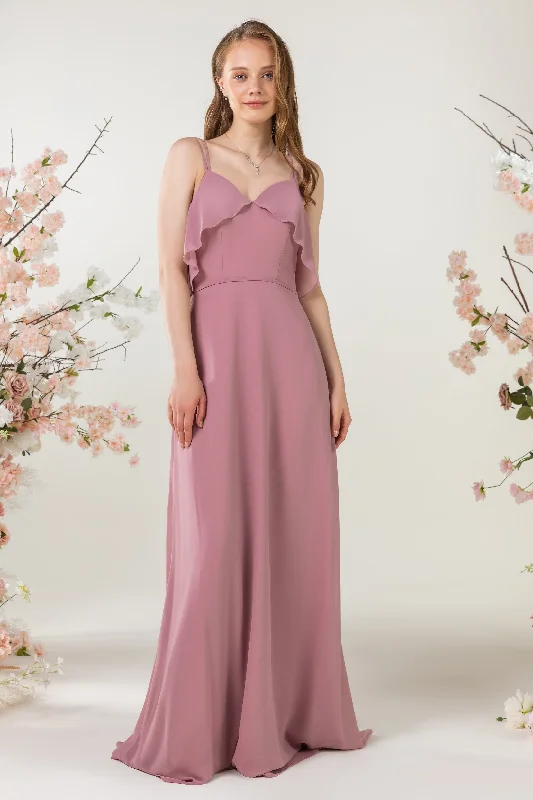 Sheath Sweep-Brush Train Chiffon Bridesmaid Dress CB0472