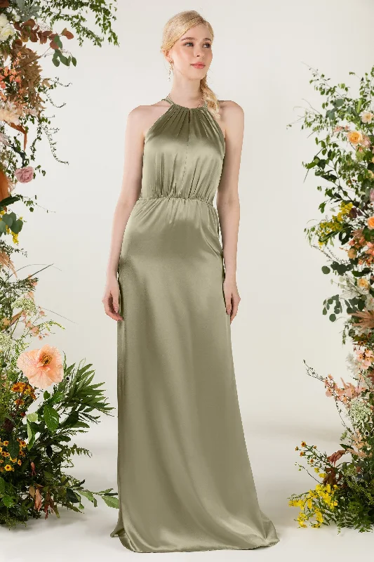 Shimmering Satin Dress Sheath Sweep Luxe Satin Bridesmaid Dress Formal Dresses CB0501 Shimmering Satin Dress Sheath Sweep Luxe Satin Bridesmaid Dress Formal Dresses CB0501