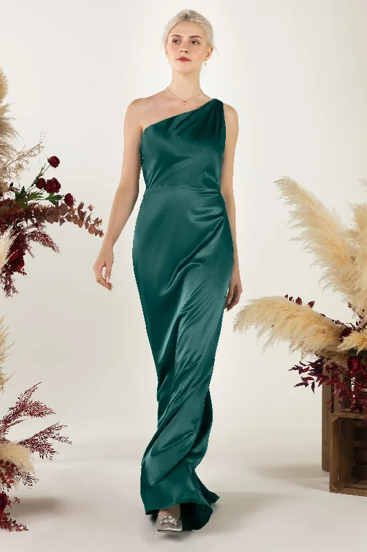 Layered Tulle Dress Sheath Sweep Luxe Satin Bridesmaid Dress Formal Dresses CB0503