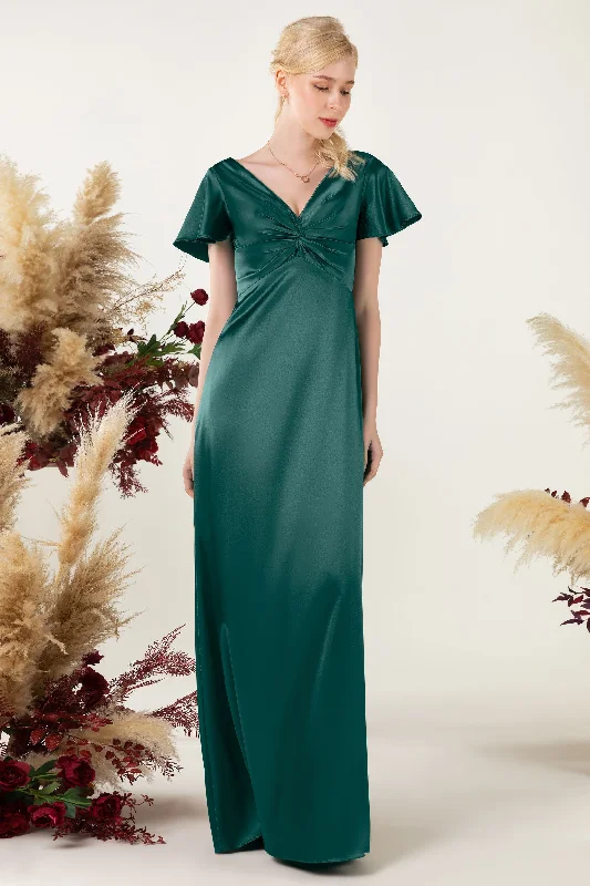 Silver Embellished Gown Sheath Sweep Luxe Satin Bridesmaid Dress Formal Dresses CB0504 Silver Embellished Gown Sheath Sweep Luxe Satin Bridesmaid Dress Formal Dresses CB0504