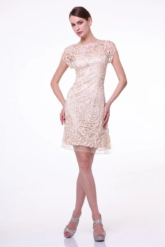 Modern Minimalist Gown Cinderella Divine CD1921 Short Dress Formal Cap Sleeve Cocktail