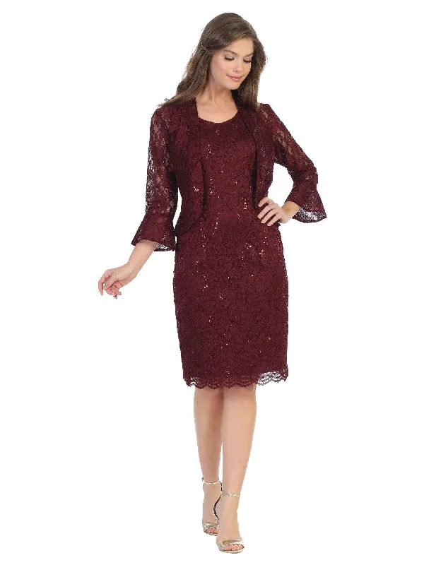 Wedding Gown Short Mother of the Bride 2 Piece Lace Jacket Dress Sale