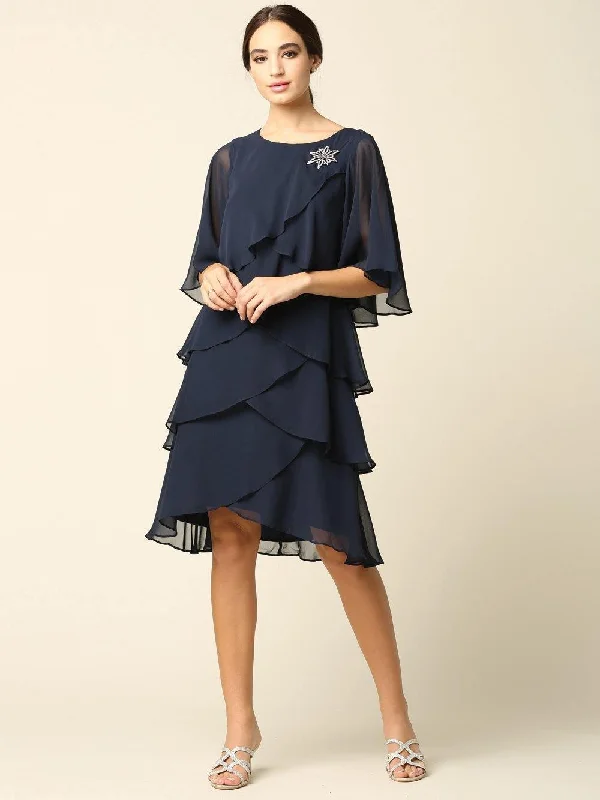 Glamorous Dress Short Mother of the Bride Chiffon Cocktail Dress