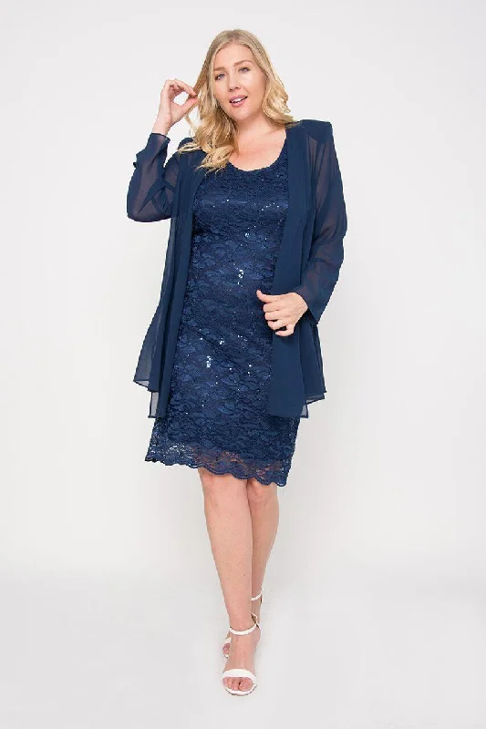 Scalloped Edge Dress Short Mother of the Bride Formal Plus Size Dress