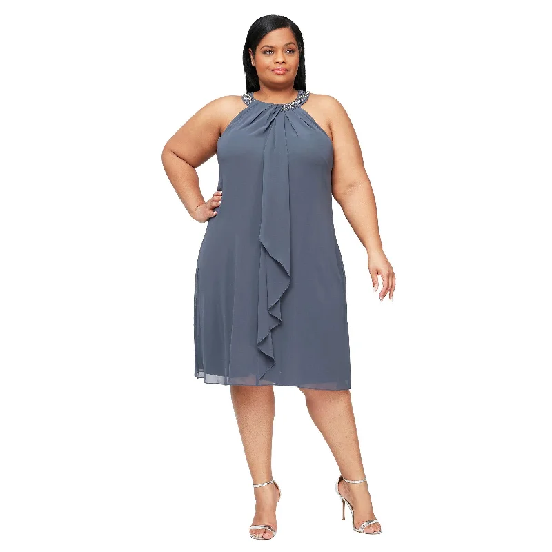 Beaded Dress SL Fashions 611105 Short Plus Size Dress