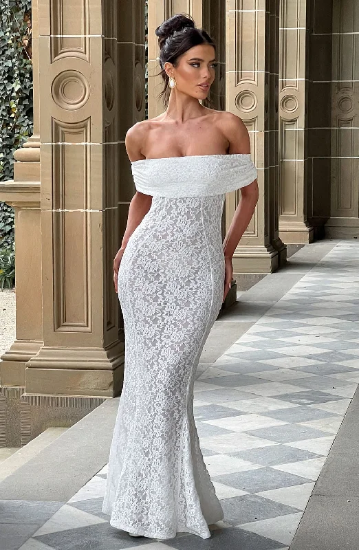 Ornate Lace Dress Stephanie Maxi Dress - Ivory