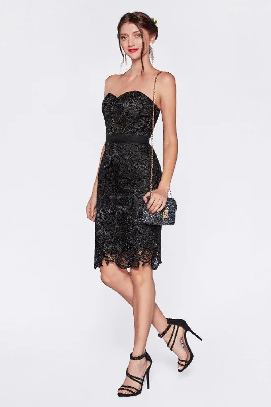 Crystal Embellished Dress Cinderella Divine CD1467 Strapless Short Dress Formal Cocktail