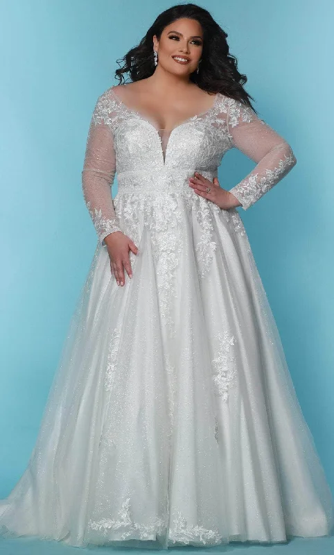 Satin Dress Sydney's Closet Bridal SC5282 - Glittered A-line Bridal Gown