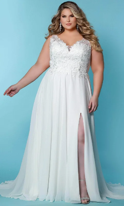Luxury Gown Sydney's Closet Bridal SC5295 - Chiffon-Made A-line Sleeveless Gown